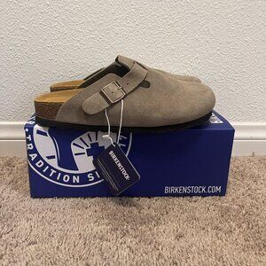 Birkenstock Boston BS Taupe Suede Clogs | 6M / 8W / EU 39 | NEW IN BOX